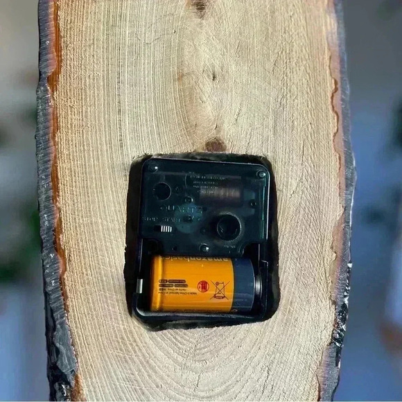 Vintage Mid Century Modern Lacquered Wooden Wall Clock | Rustic Boho Wood Decor - Picture 9 of 10